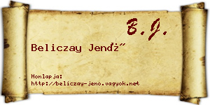 Beliczay Jenő névjegykártya